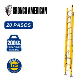 Escalera telescópica de fibra de vidrio de 20 pasos Bronco American Ladder