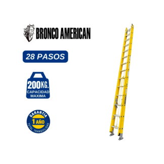 Escalera telescópica de fibra de vidrio de 28 pasos Bronco American Ladder
