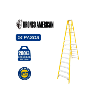 Escalera Fibra de Vidrio Tijera Doble Ascenso de 14 Pasos Bronco American Ladder