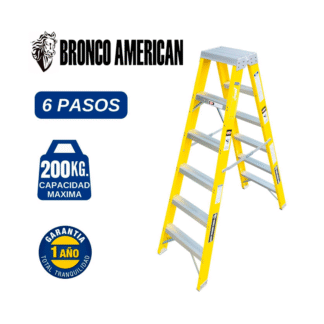 Escalera Fibra de Vidrio Tijera Doble Ascenso de 6 Pasos Bronco American Ladder