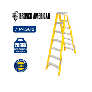 Escalera Fibra de Vidrio Tijera Doble Ascenso de 7 Pasos Bronco American Ladder