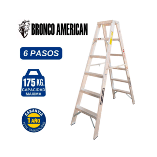 Escalera Aluminio Tijera Doble Ascenso de 6 Pasos-Bronco American Ladder