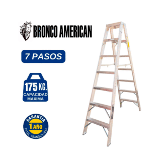 Escalera Aluminio Tijera Doble Ascenso de 7 Pasos-Bronco American Ladder