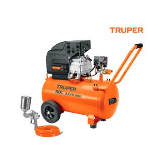 Combo compresora de aire 50 L, manguera y pistola para pintar TRUPER