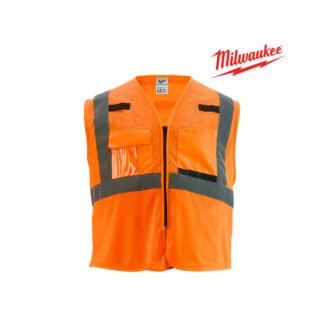 Chaleco de Seguridad de Malla Naranja de Alta Visibilidad Clase 2 con Protección Contra Rupturas Talla L/XL MILWAUKEE