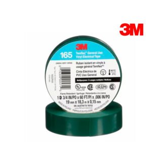 Cinta Eléctrica de PVC Temflex 165 Verde 19 mm x 18.3 mts 3M